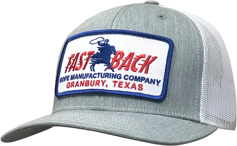 Fast Back Men's Embroidered Logo Patch Trucker Cap in Grey/White