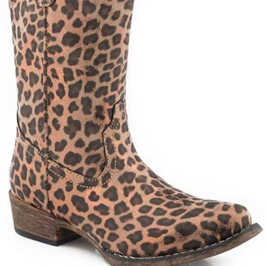 Roper Girls Riley Cheetah Faux Leopard Print Snip Toe Boot
