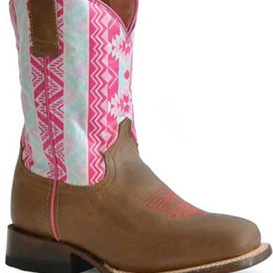 Roper Girls Pink Printed Aztek Boot