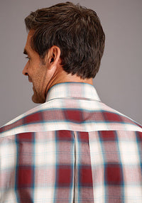 Stetson Men's Wine Plaid Western Shirt