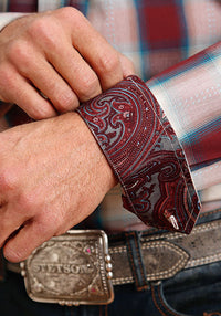 Stetson Men's Wine Plaid Western Shirt