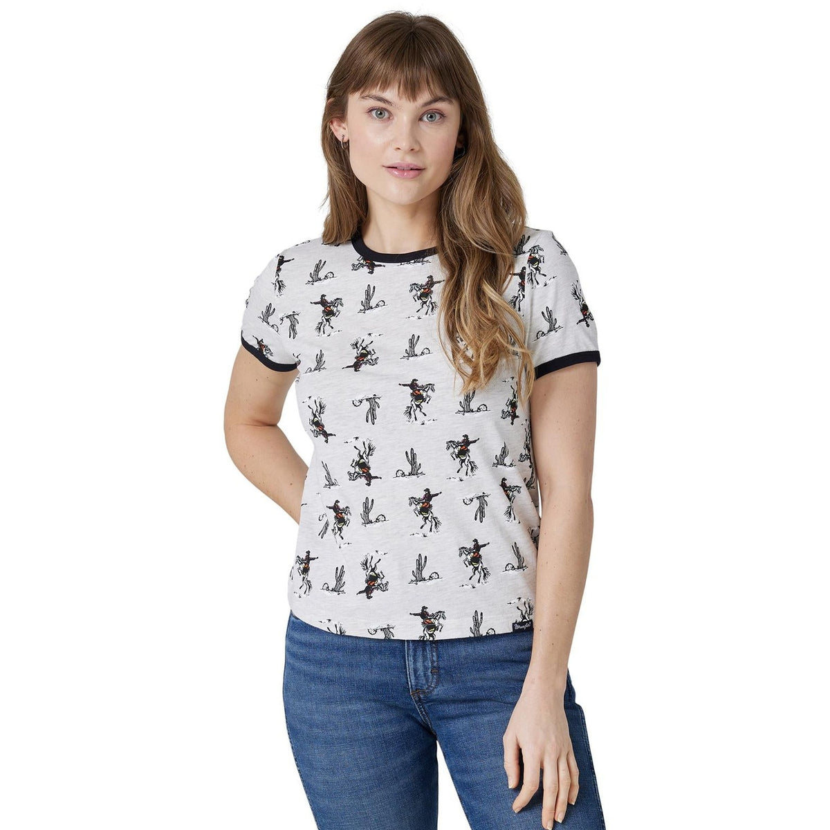 Wrangler Retro Women's Cowgirl Cactus Ringer Tee