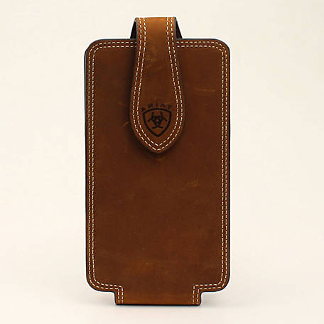 Ariat Brown Leather Double Stitched Cell Phone Case