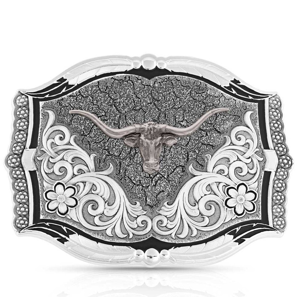 Montana Silversmiths Cracked Earth Monochrome Longhorn Buckle