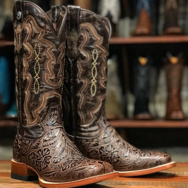 Tanner Mark Women s Trinity Floral Tooled Western Boot Branded