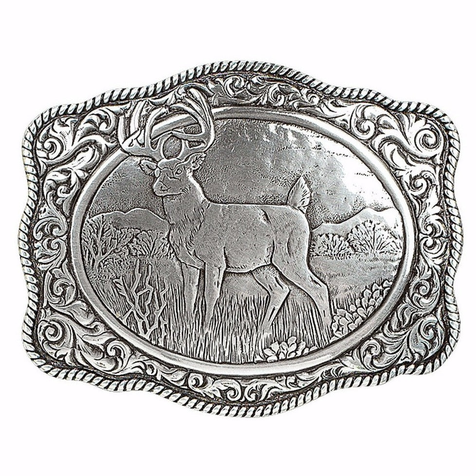 Crumrine Silver White Tail Deer Belt Buckle