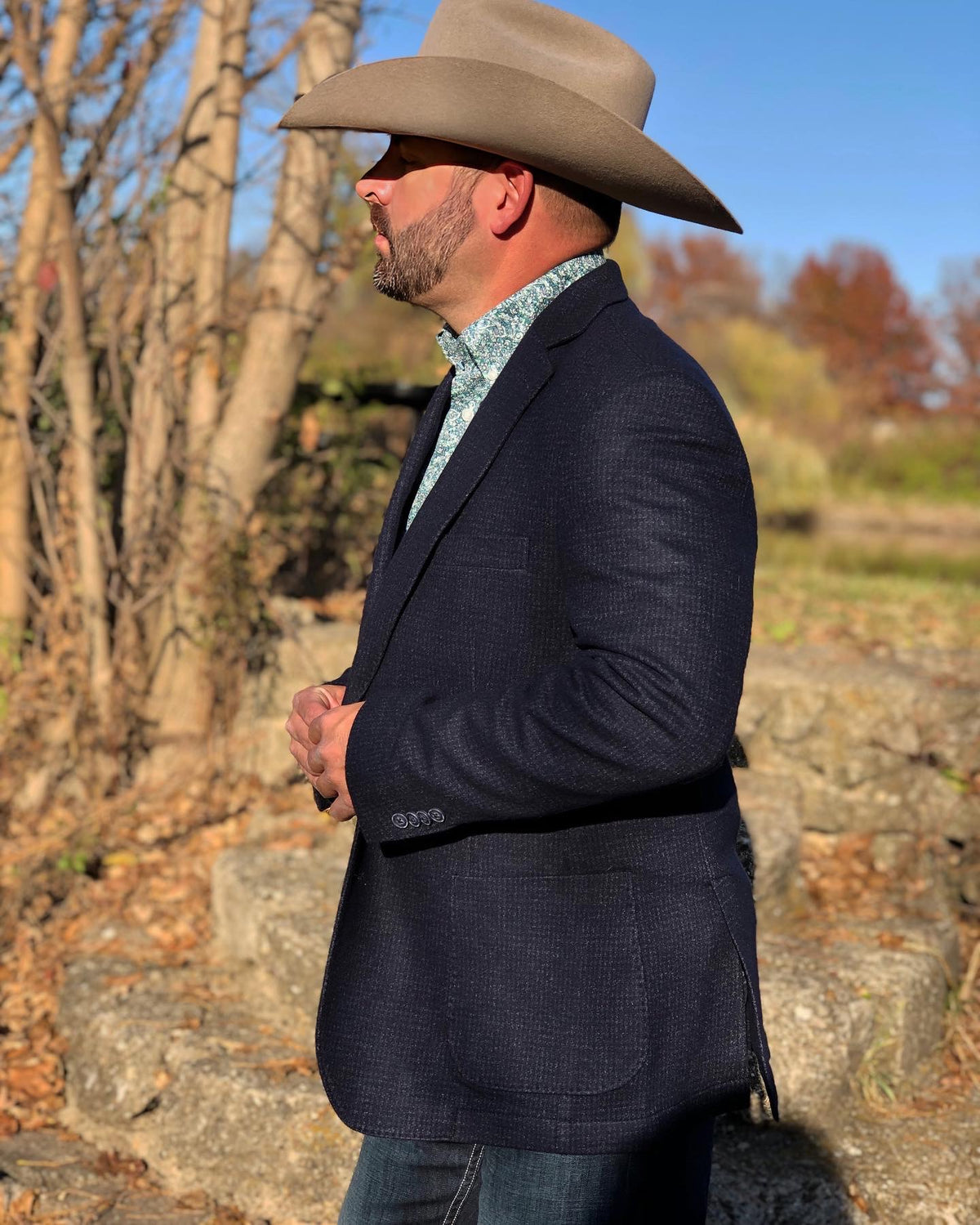 Q by Flynt Burton Blazer - Midnight Blue