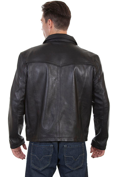 Scully Men's Western Yoke Concealed Carry Leather Jacket in Black