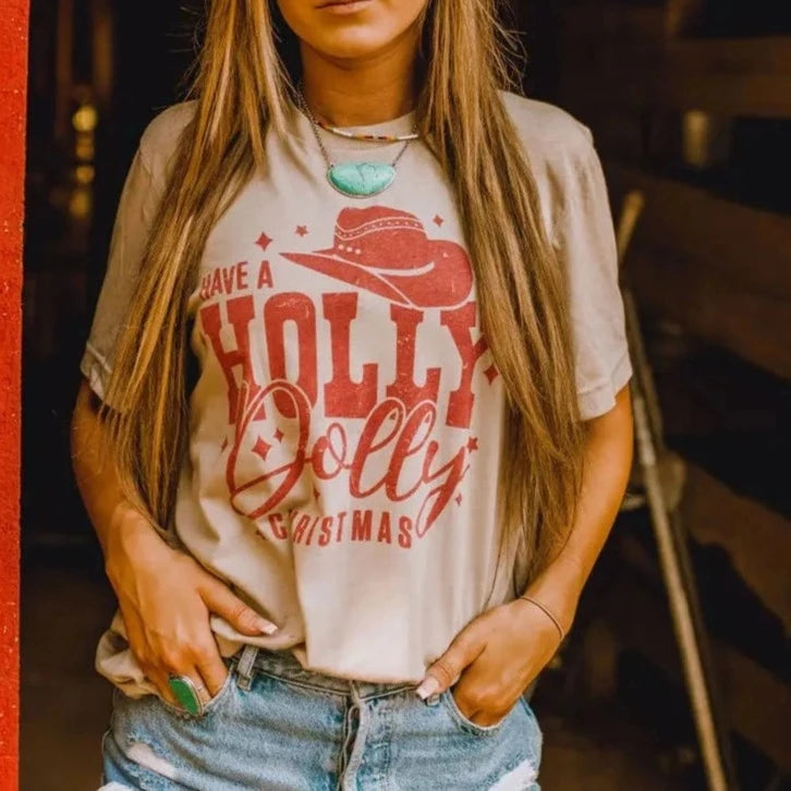 Have A Holly Dolly Christmas Graphic Tee