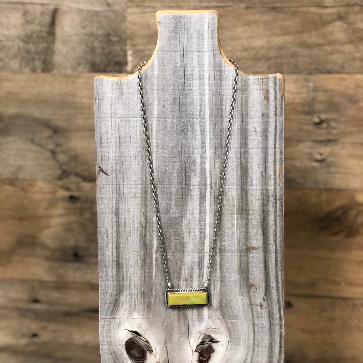 Navajo Made Sterling Silver and Kingman Turquoise Bar Necklace