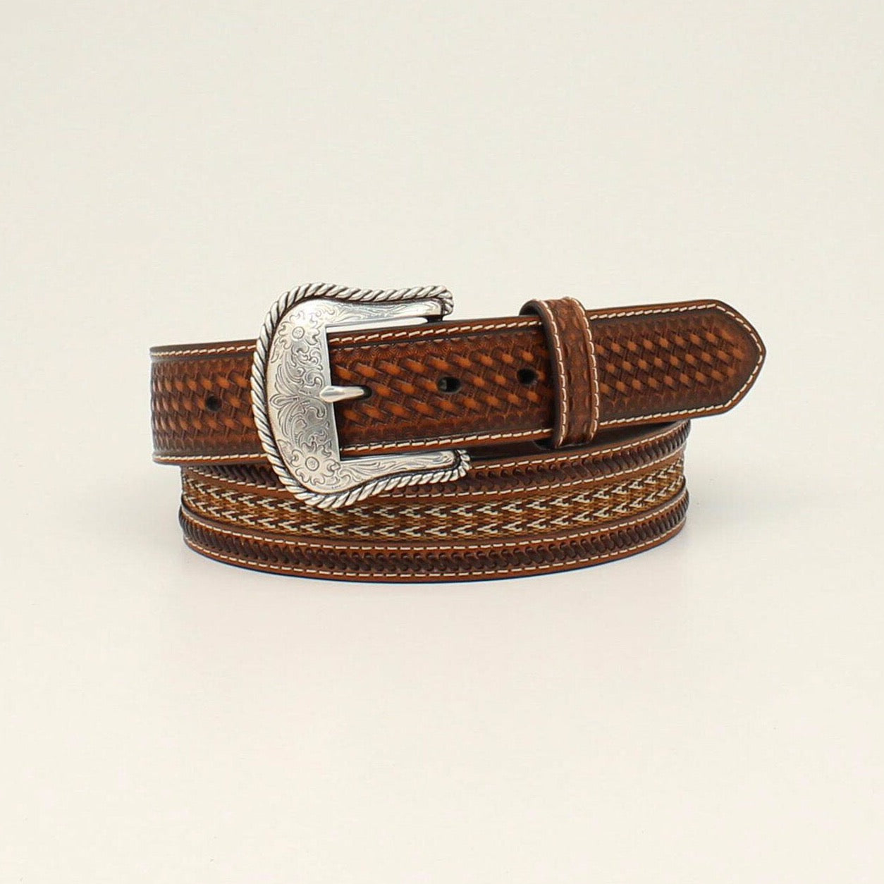 Nocona Men's Brown Serape Inlay And Cactus Conchos Western Belt