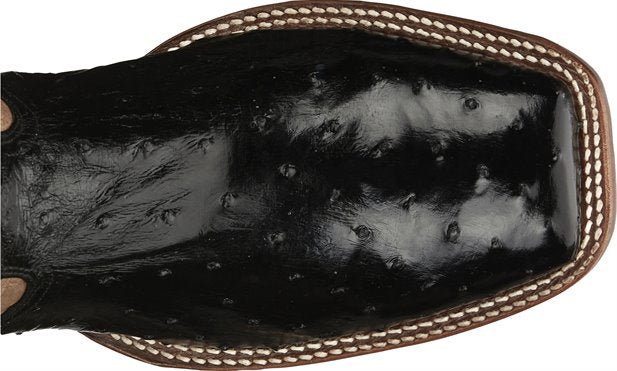 Tony Lama Men's Castillo Full Quill Ostrich Boot-Black