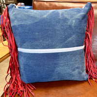 Love Your Neighbor, Cowhide Throw Pillow With Fringe