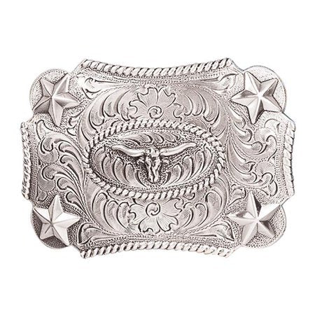 Nocona Youth Longhorn Rectangle Belt Buckle