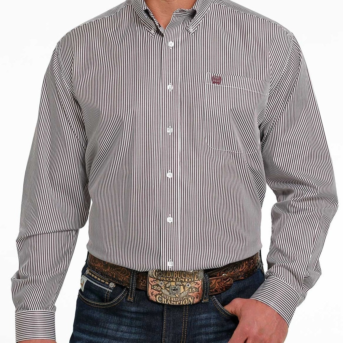 strapless open back dress Cinch Men's Purple White Stripe Long Sleeve Shirt