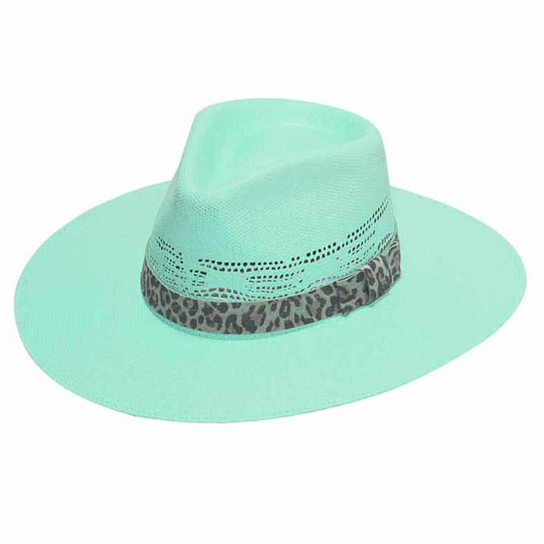 Twister Turquoise Pinch Front Bangora Straw Hat