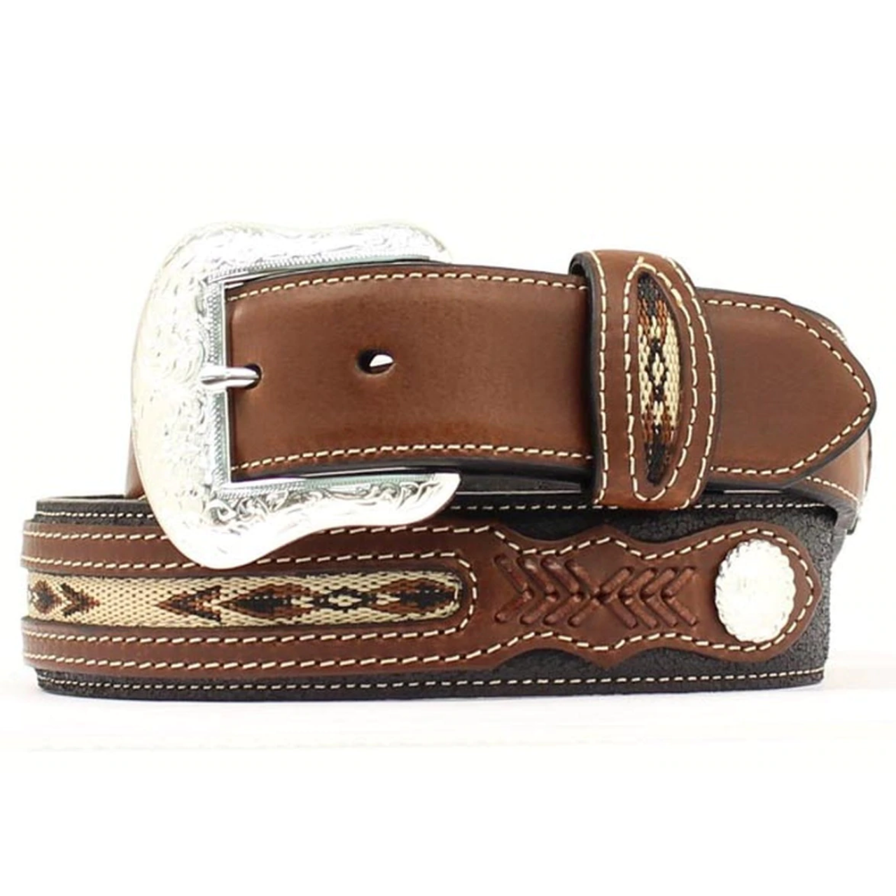 Vintage Nocona Exotic Lizard Inlay Leather Western Belt Size 38 Pre-Owned Nocona Men main image 2