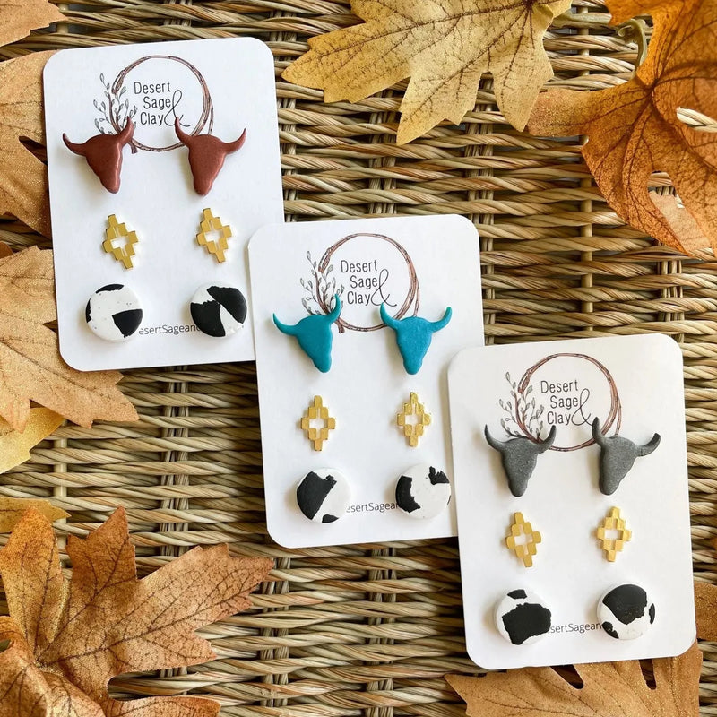 Western clay earrings deals