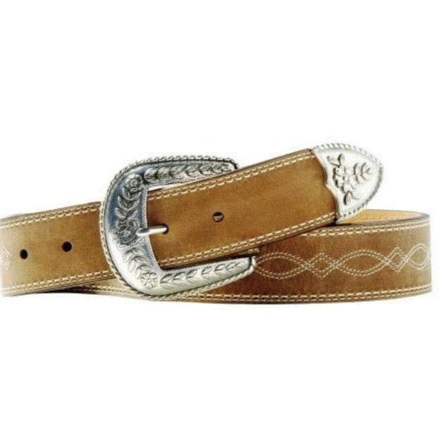 ARIAT Women\'s Fatbaby Center Stitch Belt Black Leather & White Stitch Cowgirl Belt – Cattle Kate main image 4