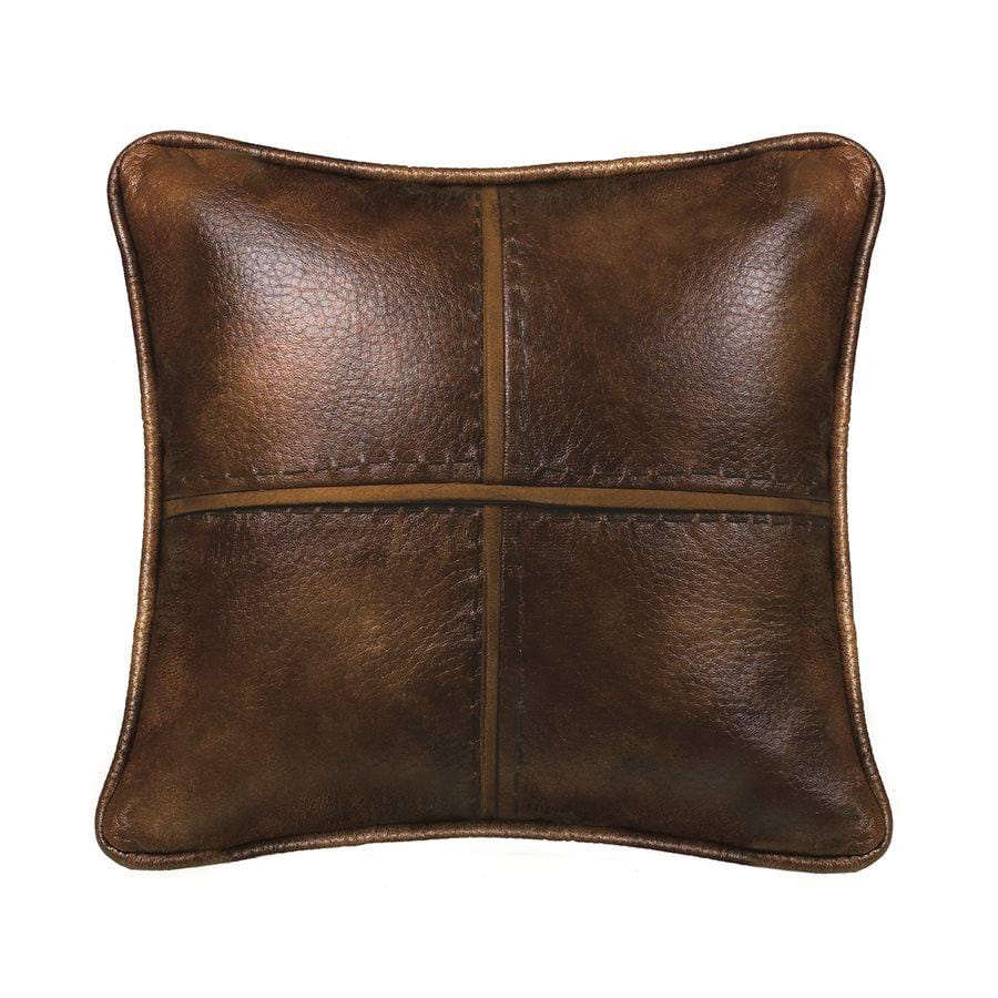 Brighton Stitched Faux Leather Throw Pillow