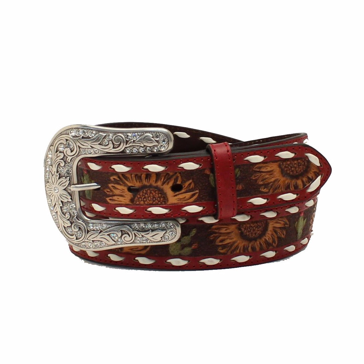 Angel Ranch Women's Red  Sunflower Cactus Belt