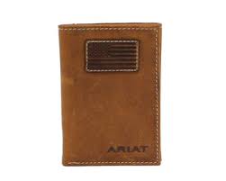 Ariat Men's US Flag Patriot Trifold Leather Wallet