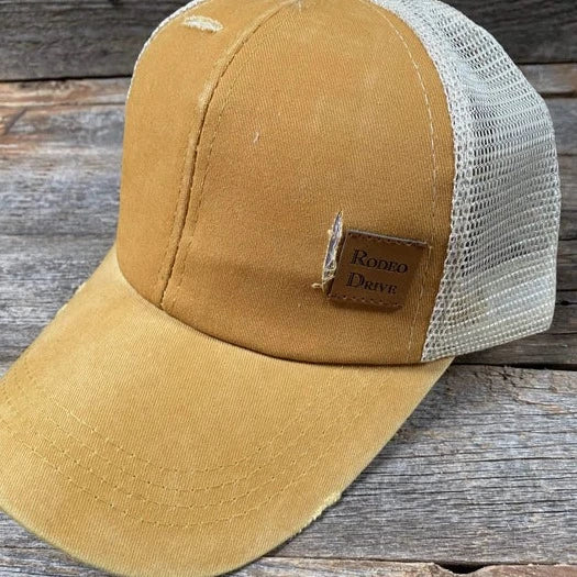 Rodeo Drive Women's Mustard Trucker Cap