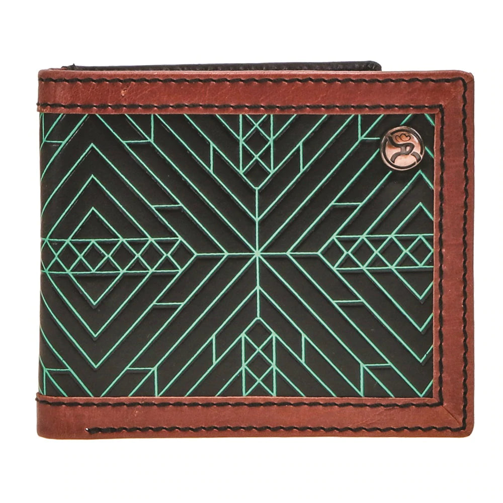 Hooey "Neon Moon" Turquoise Aztec Roughy Bi-Fold Wallet