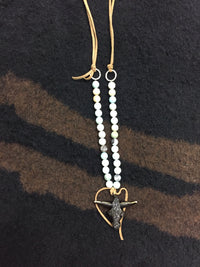 Suede & Amazonite with Steer Skull Pendant Necklace