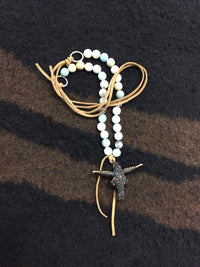 Suede & Amazonite with Steer Skull Pendant Necklace