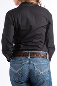 Cinch Women's L/S Performance Solid Black Western Button Down Shirt