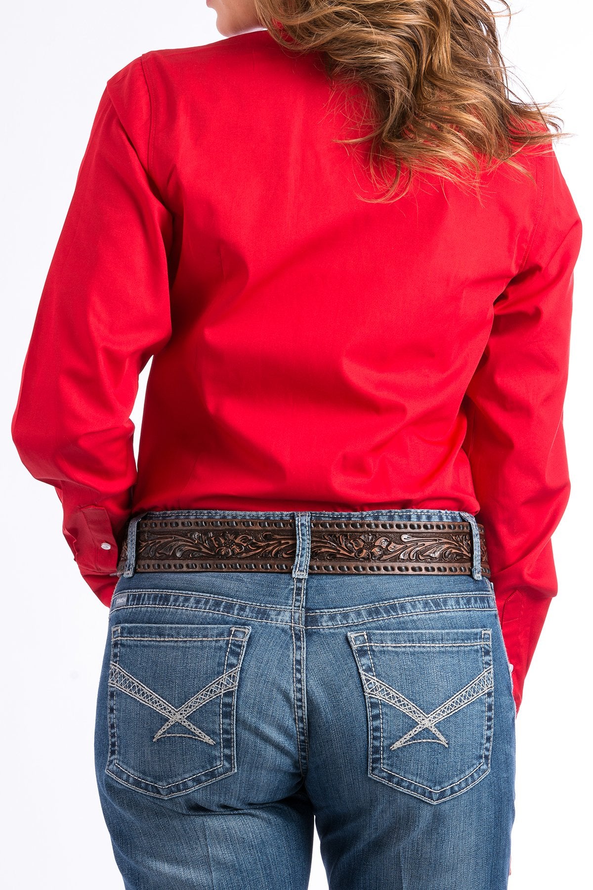 Cinch Women's L/S Solid Red Western Button Down Shirt