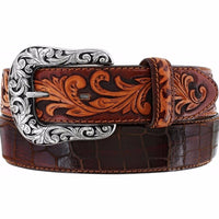 Tony Lama Men's Pinto Classic Brown Leather Belt