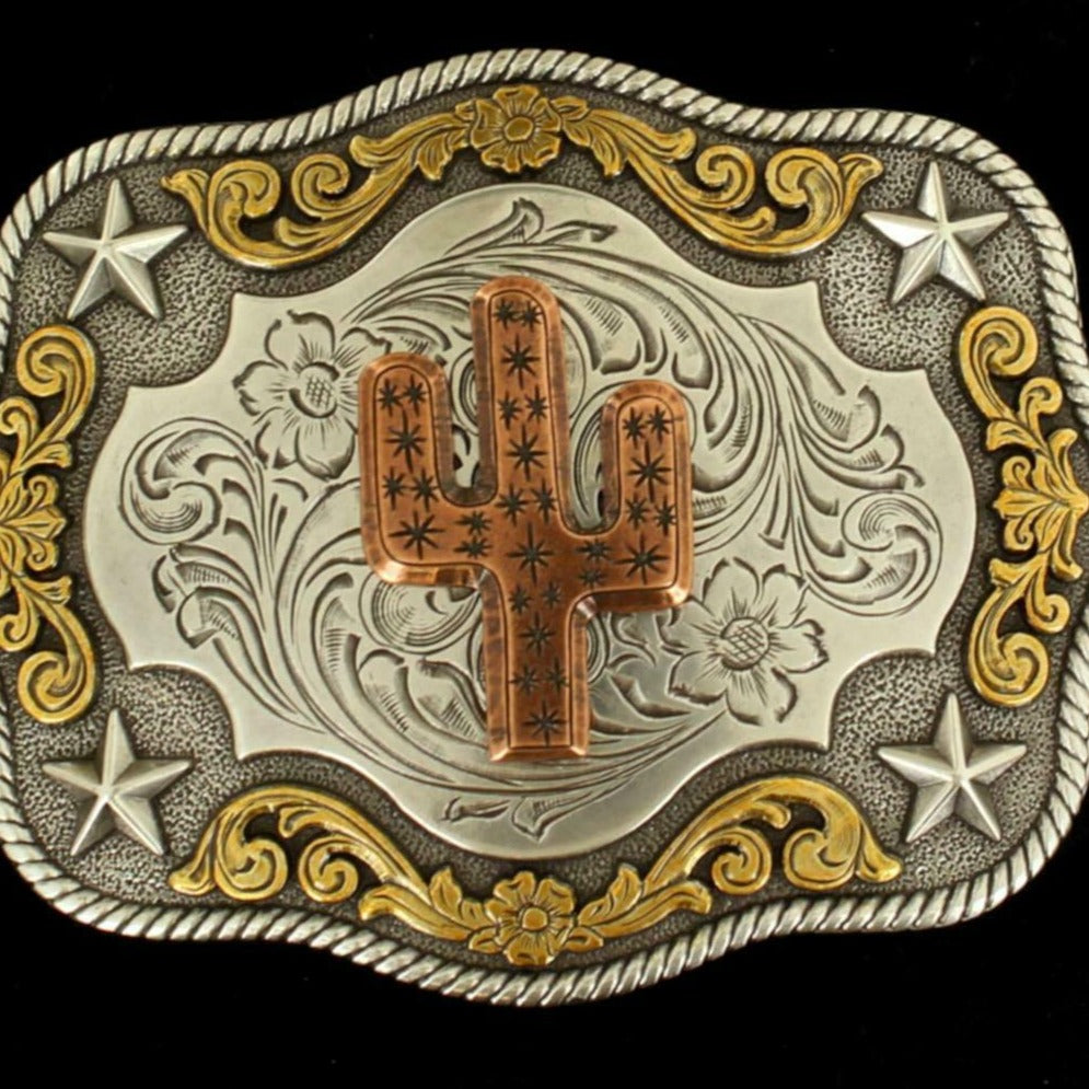 Nocona Cactus Rectangle Belt Buckle