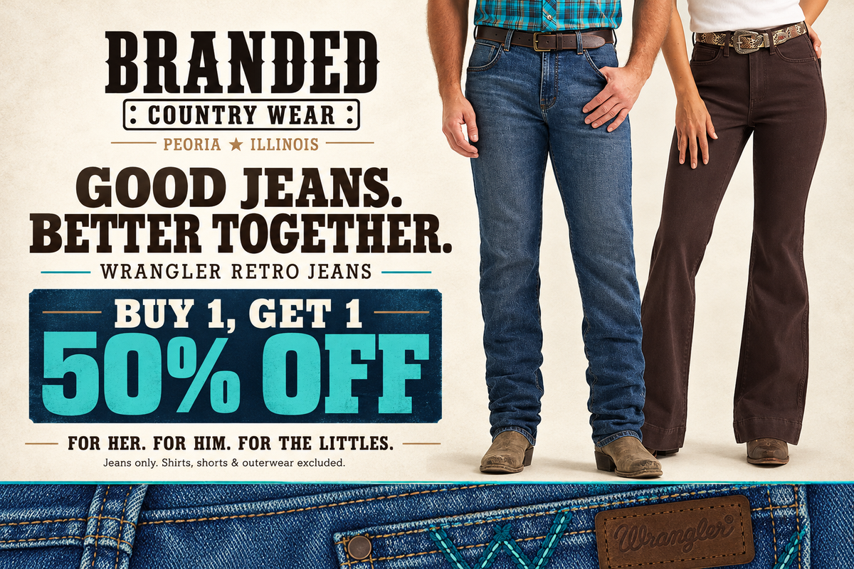Good Jeans. Better Together. Buy 1, Get 1 50% Off Wrangler Retro Jeans.