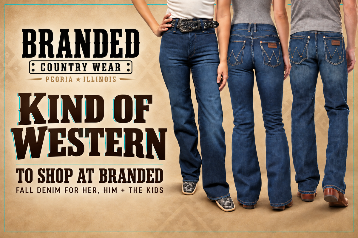 Fall denim from Kimes Ranch, Wrangler, Cinch, Ariat and more - for her, him and the kids.