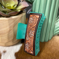 Tooled Leather Western Claw Clips