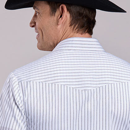 Roper Men's L/S Striped Western Snap Shirt in White