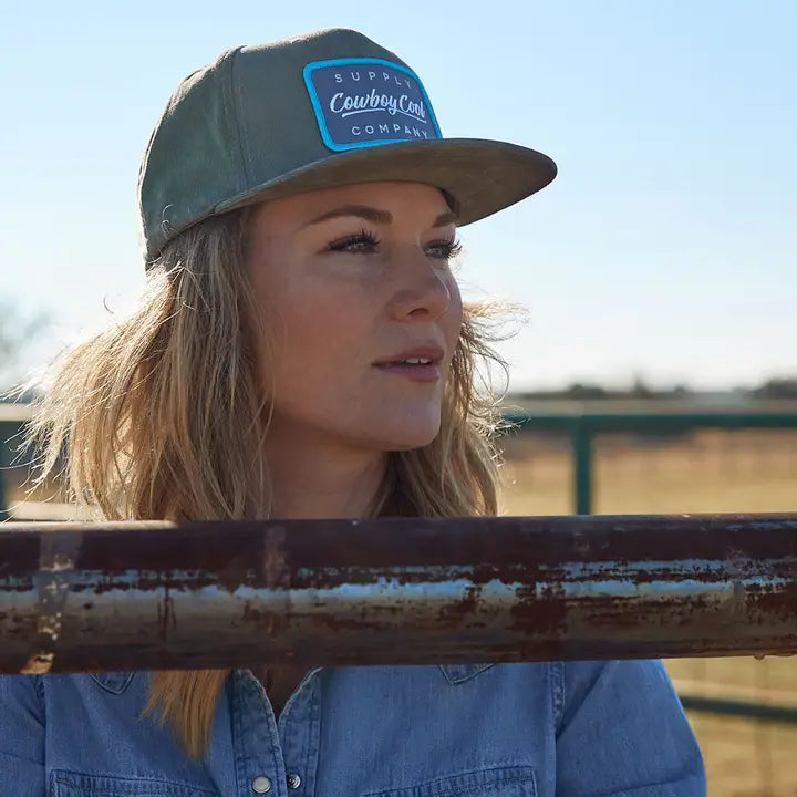 Cowboy Cool "Houlihan" Flat Bill Hat in Olive