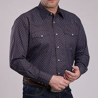Roper Men's L/S Amarillo Medallion Print Western Snap Shirt in Brown