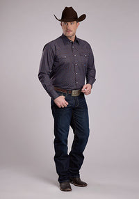 Roper Men's L/S Amarillo Medallion Print Western Snap Shirt in Brown