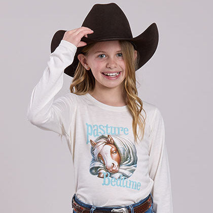 Roper Girl's L/S Sleeping Horse Tee in Cream