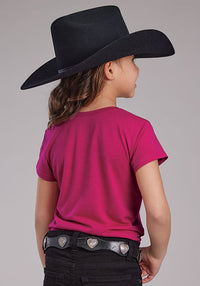 Roper Girl's S/S Long Live Cowgirls Graphic Tee in Pink