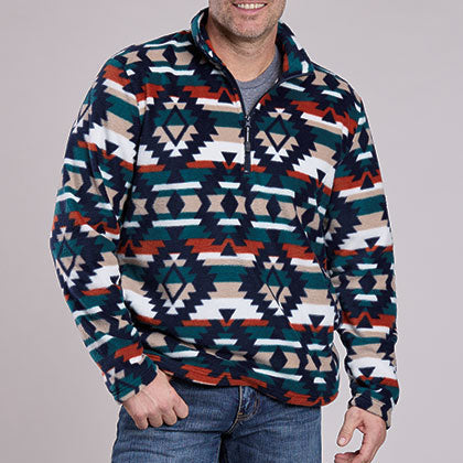 Roper Men's Aztec 1/4 Zip Micro Fleece Pullover (Available in 2 Colors)