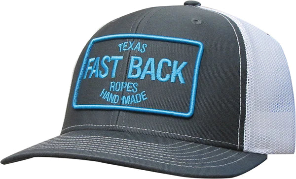 Fast Back Men's 3D Embroidered Logo Trucker Cap in Charcoal/White