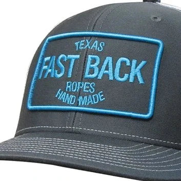 Fast Back Men's 3D Embroidered Logo Trucker Cap in Charcoal/White