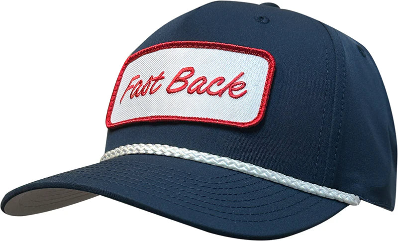 Fast Back Men's Embroidered Logo Patch Rope Trucker Cap in Navy