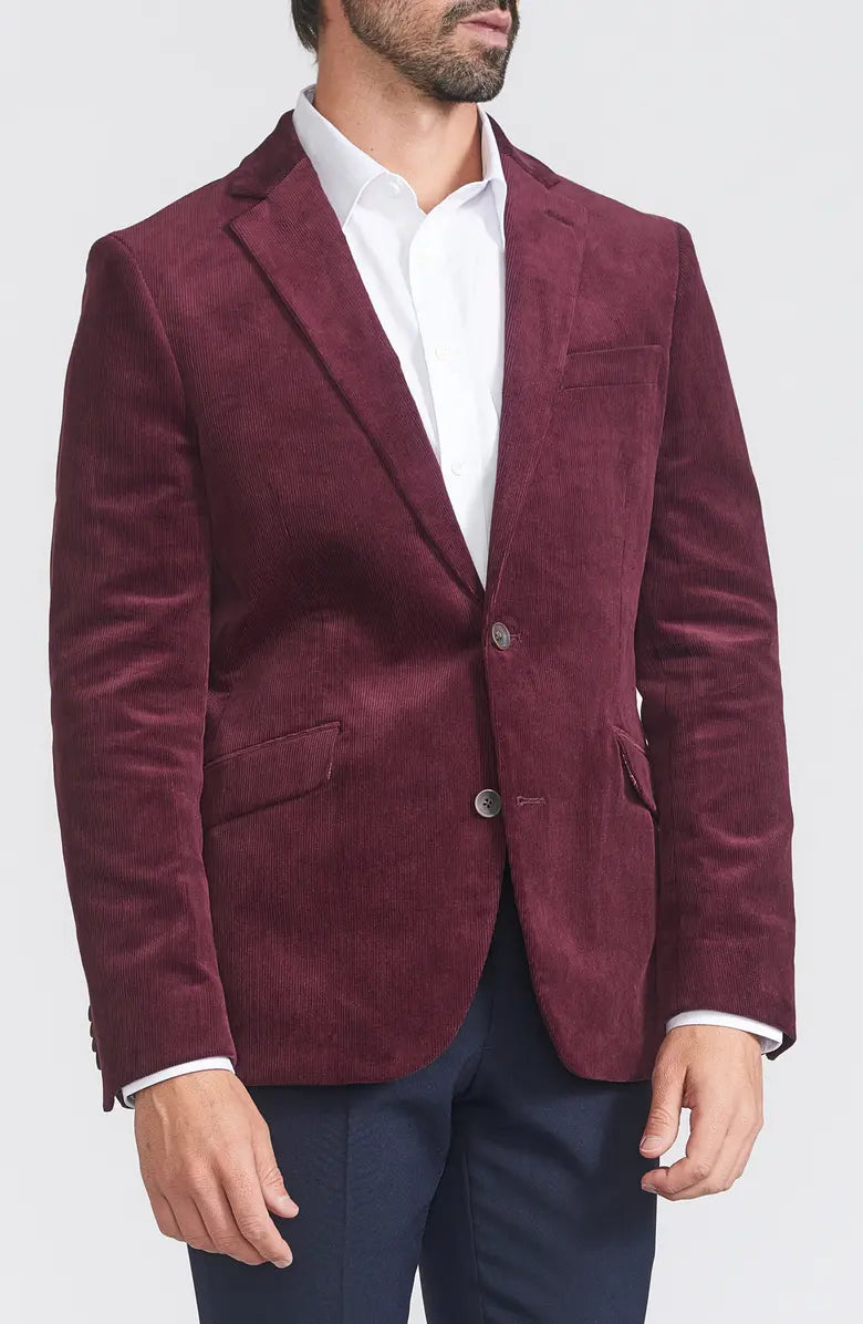 Savile Row Co. Men's Mayfair Corduroy Sport Jacket in Burgundy