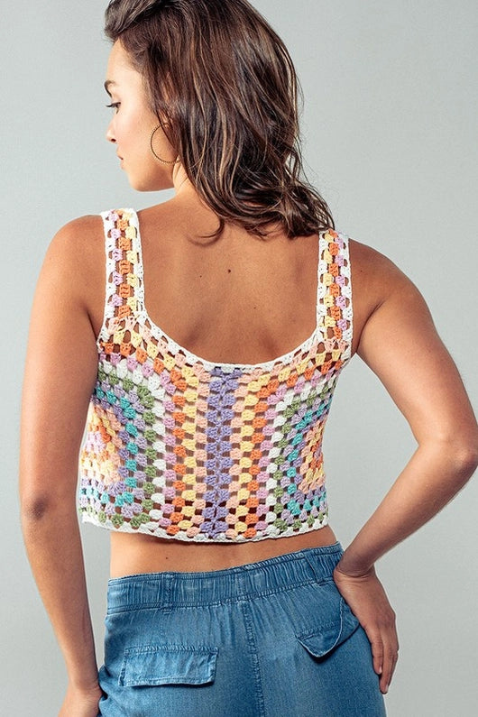 Women's Crochet Cropped Tank Top (Available in 2 Variants)