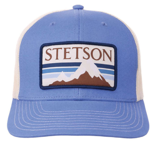 Stetson Mountain Label Patch Trucker Cap in Blue
